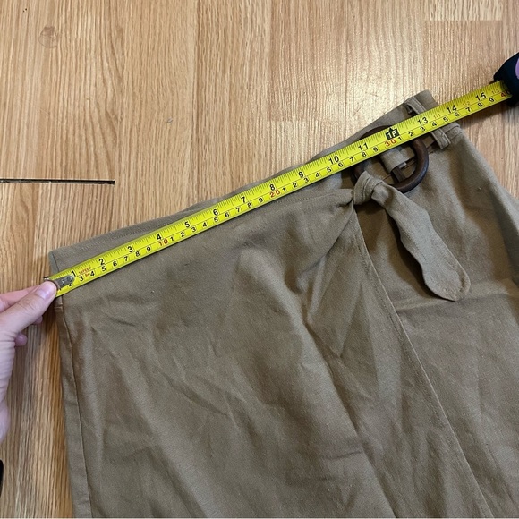 Sadie and sage tan mini skirt cotton linen blend nwt  faux wrap size small - Picture 4 of 7